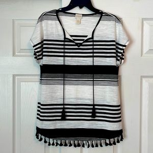 Chico’s short sleeve striped top, size 2/large